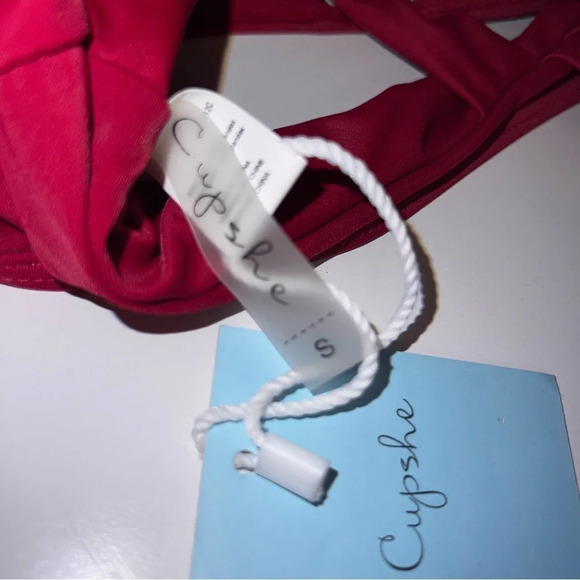 Cupshe, S,NWT, burgundy, string, crisscross yolk wide strap pullover bikini top - Picture 6 of 9
